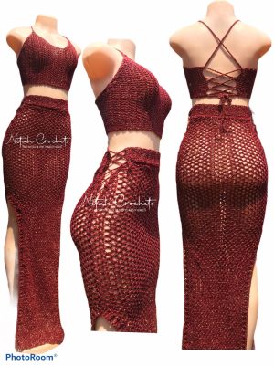 Diamond Mesh Lace up Skirt - Image 2