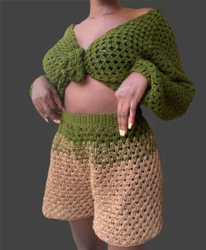 Granny Stripe Wide leg shorts