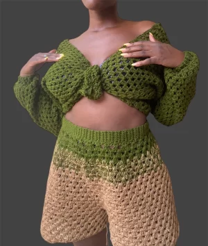 Granny Stripe Wide leg shorts - Image 3
