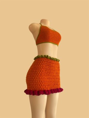 Puff Stitch Ruffle Skirt